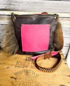 Hot Pink Genuine Buffalo Hide Bag