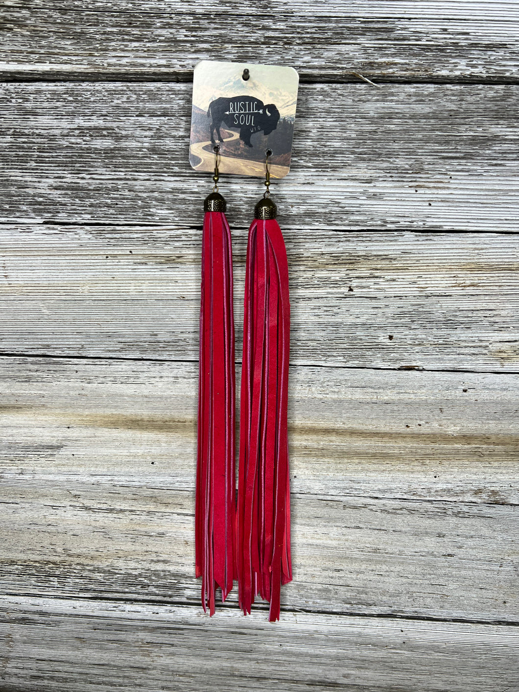 Pink Leather Fringe Earrings