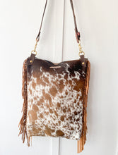 Load image into Gallery viewer, Bighorn Bag Tall Tricolor Hair on Hide with Fringe
