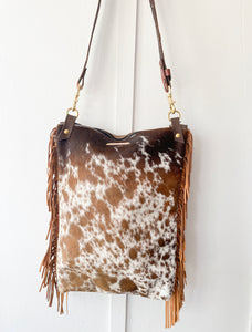 Bighorn Bag Tall Tricolor Hair on Hide with Fringe