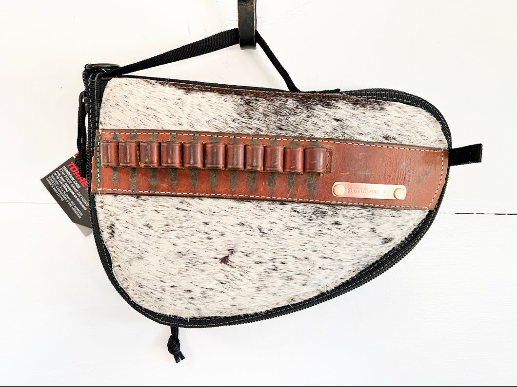 Cowhide Pistol Case with Vintage Ammo Belt