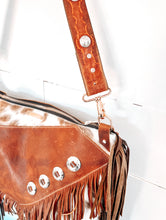 Load image into Gallery viewer, Bighorn XL Cowhide Bag with two tone fringe and Chap Accent
