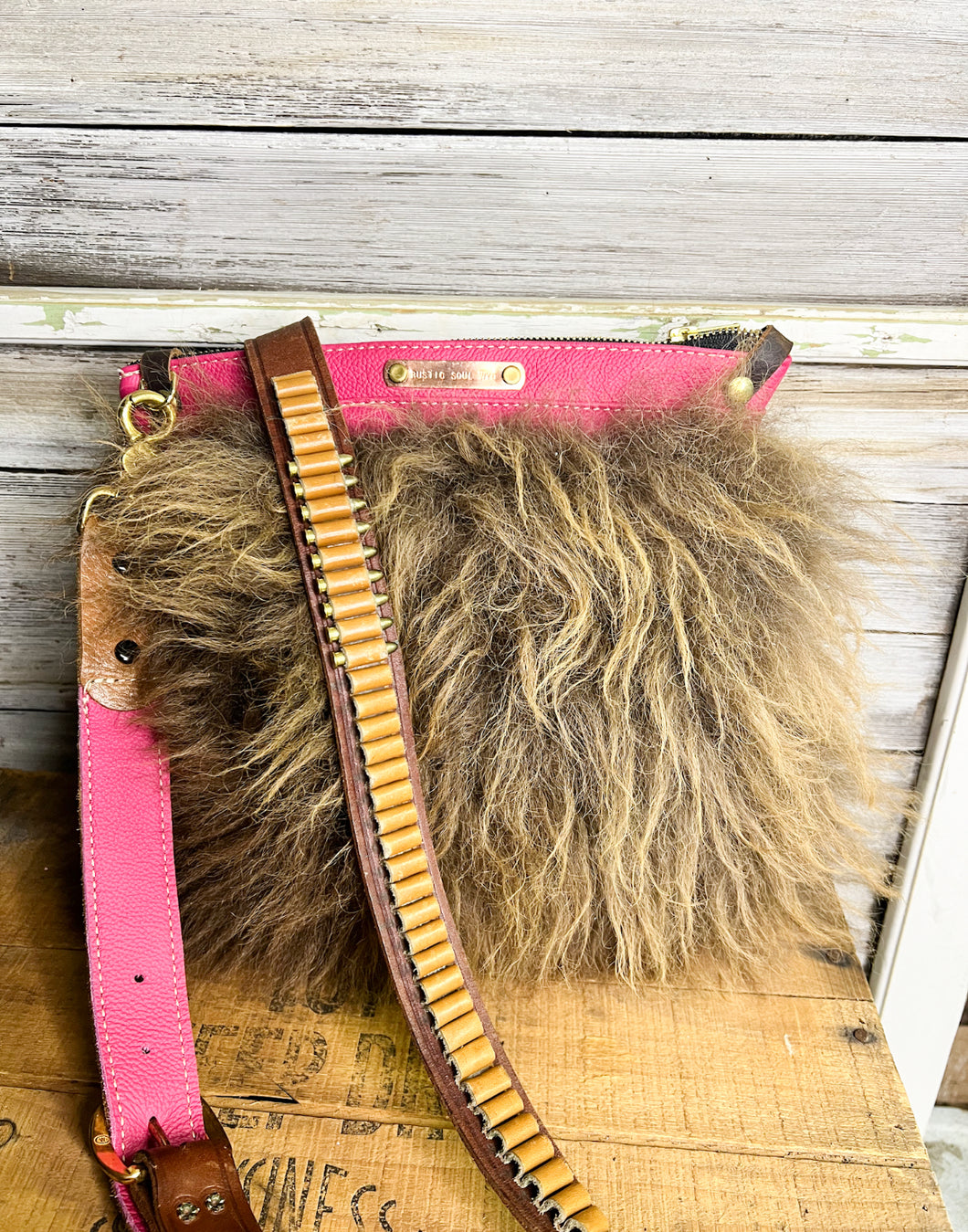 Hot Pink Genuine Buffalo Hide Bag