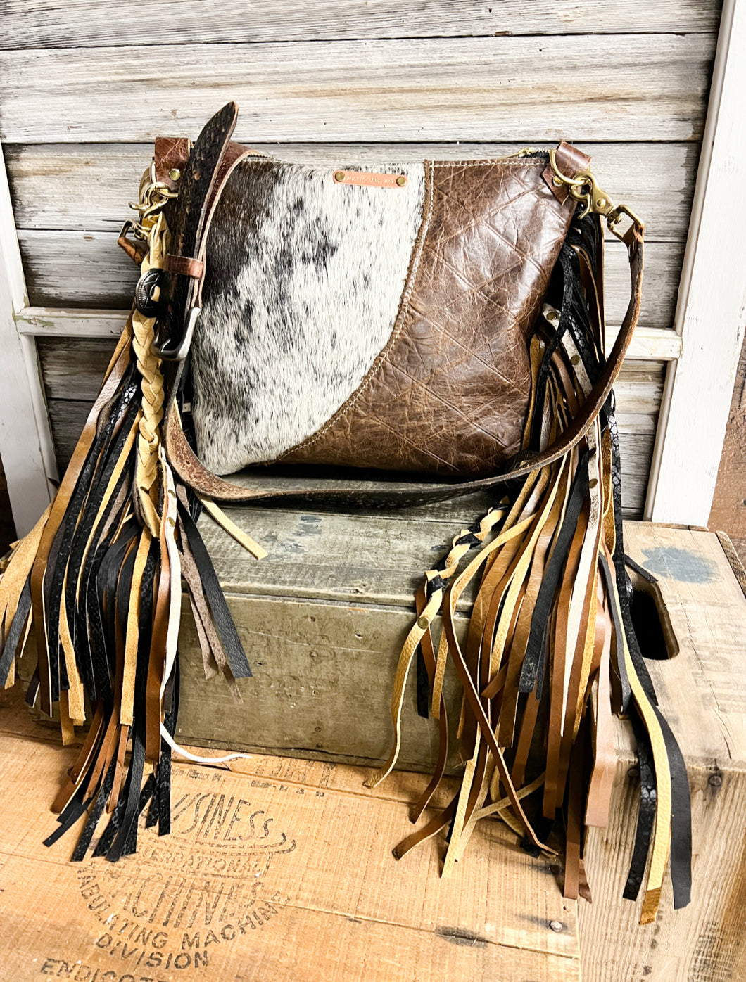 Boho Fringe Cowhide and Leather Classic Bighorn with Concealed Carry