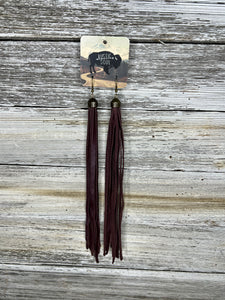 Plum Leather Fringe Earrings