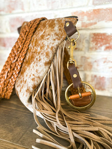 Brown Cowhide and Fringe Crossbody