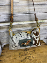 Load image into Gallery viewer, Cowhide Shoulder Bag with Elk Leather Back and Eagle
