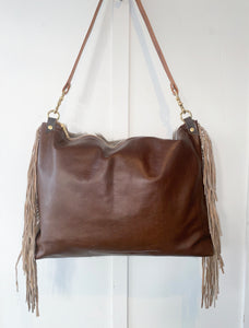 Classic Bighorn Bag with Curly Long Hair Hide & Fringe