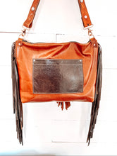 Load image into Gallery viewer, Bighorn XL Cowhide Bag with two tone fringe and Chap Accent
