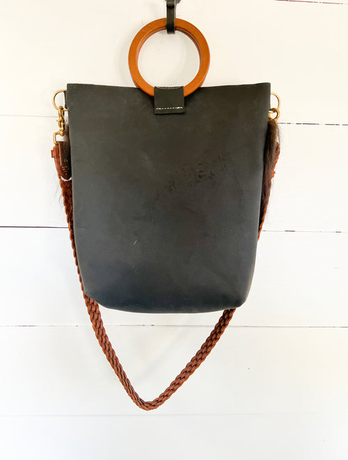 Black Icelandic Sheep Wooden Handle Tote Bag